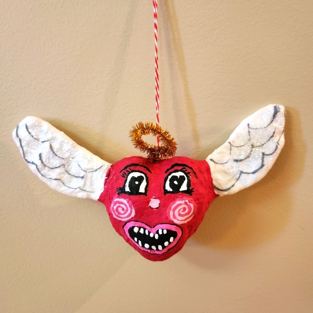 New handmade vintage inspired spun cotton Valentine angel.